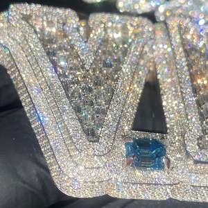 Blanco sólido 10K chapado en oro VVS1 Moissanite colgante letra personalizada S925 plata esterlina Unisex garra ajuste para fiestas Hip Hop - Product Image 1