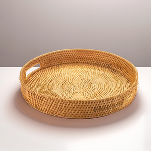 ถาดไม้ไผ่ทรงกลมทำด้วยมือสไตล์เวียดนามถาดเสิร์ฟเป็นมิตรต่อสิ่งแวดล้อมพร้อมกรอบหวายหรูหราสำหรับโรงแรมและ SR2045บ้าน - Product Image 2