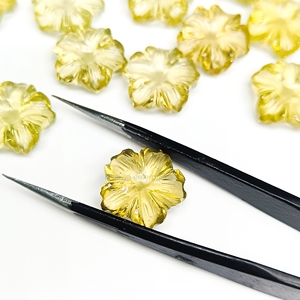 Cuentas de piedras preciosas talladas en forma de flor de cuarzo limón Natural para hacer colgantes de anillo de joyería, tallas de piedra suelta de 15mm, proveedor a granel - Product Image 5