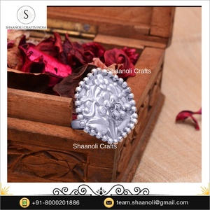 Bague de déclaration réglable femmes à la main Antique polonais à la mode religieux argent oxydé plaqué argent bague - Product Image 3