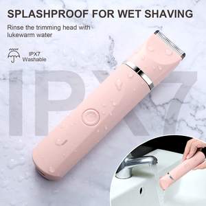 Tondeuse intime 2 en 1 indolore, tondeuse bikini, rasoir électrique rechargeable avec lames en céramique pour femmes, utilisation humide ou sèche - Product Image 4