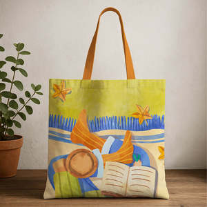 Bohemian Style Canvas Tote <b>Bag</b> with Zipper Closure Lightweight & Versatile Customizable Size Multi-Use for Daily Shopping Travel - Product Image 1