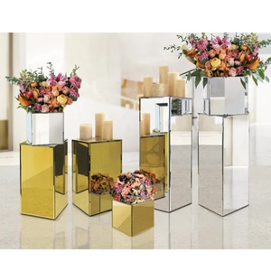 Columna de Espejo con Forma Cuadrada para Decoración de Hoteles y Restaurantes, Soportes para Flores al por Mayor al Precio Más Bajo - Product Image 3