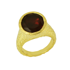New Collection High Quality Gold Plated Hammer Solid 925 Sterling <b>Silver</b> Garnet Gemstone <b>Ring</b> for <b>Men's</b> Accessories - Product Image 1