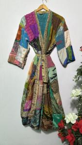 ชุดกิโมโนผ้าไหมยาวของผู้หญิงระบายอากาศได้สำหรับฤดูใบไม้ผลิฤดูร้อนฤดูใบไม้ร่วงฤดูหนาวงานเย็บปะแนววินเทจ - Product Image 3