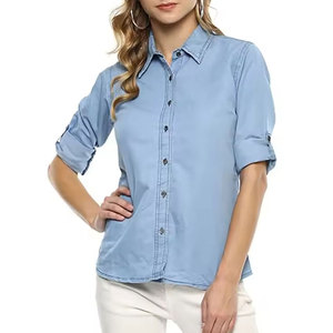 <b>Soft</b> Fabric <b>Jeans</b> Shirts For Women In Low Price Best Quality Pakistan Manufacture Casual Wear <b>Jeans</b> Shirts - Product Image 1
