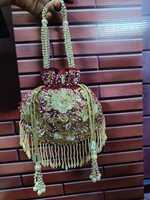Doux Soie Coton Lin Mariage Embrayage Ouvert Durable Léger À La Mode Perle Broderie Décorations Diamants Glands Sacs À Main