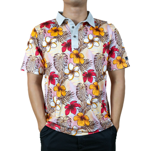 เสื้อกอล์ฟแขนสั้นผู้ชายทรงสปอร์ต ดีไซน์ฟรี คุณภาพสูง ผลิตจากผ้าโพลีเอสเตอร์ผสมสแปนเด็กซ์ 200gsm แห้งเร็ว พิมพ์ลายด้วยเทคนิค Heat-Transfer - Product Image 2