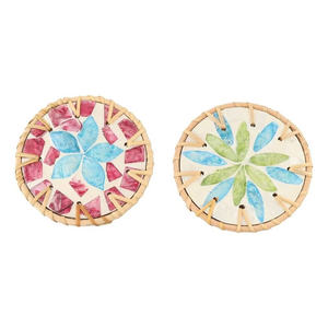 Posavasos de ratán de cerámica hecho en Vietnam de alta calidad con incrustaciones de nácar - Product Image 2