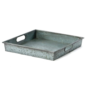 Bandeja de servicio de metal galvanizado moderno con patrón geométrico texturizado para vajilla de entretenimiento doméstico exportador al por mayor a granel - Product Image 5