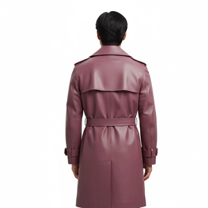 Manteau Trench Classique Noir pour Homme, Double Boutonnage, Long avec Ceinture, Vêtement d'Extérieur Formel d'Affaires, Vente en Gros - Échantillon Gratuit - Product Image 2