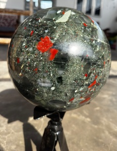 Grande sphère de pierre de sang africaine naturelle, boule de cristal polie, pierre de guérison, méditation, Feng Shui, décoration de la maison, livraison gratuite - Product Image 1