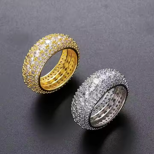 Luxury Hip Hop <b>Ring</b> for Men Moissanite Iced Out 18K Gold Plated Pave Setting Wedding & Anniversary Bling Jewelry - Product Image 1