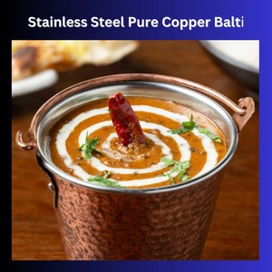 Vente directe d'usine vaisselle de cuisine traditionnelle en vrac acier inoxydable cuivre martelé seau servant des plats indiens nourriture métal - Product Image 2