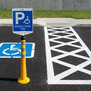 Juego de Señales de Estacionamiento para Discapacitados de Doble Cara, Color Amarillo, Material de Acero, para Estacionamiento de Automóviles, Guía de Estacionamiento para Vehículos Motorizados - Product Image 1