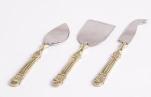 Affordable Brass Gold Embossed Design Handle Stainless Steel 3 pcs <b>Cheese</b> <b>Knife</b> <b>Set</b> <b>Cheese</b> Spreader <b>Set</b> for Restaurant Wedding - Product Image 2
