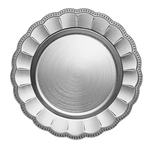 Placa de cargador de metal de aluminio duradero respetuoso con el medio ambiente hecho a mano diseño redondeado ondulado festoneado estilo moderno banquete de boda Catering - Product Image 2