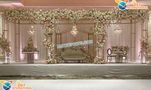Astonishing Anniversary <b>Party</b> Function Stage Metal Arches Asian Engagement Stage Metal Frames English Wedding Decor <b>Backdrop</b> Set - Product Image 2