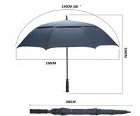 Parapluie de golf semi-automatique extra large 47/62/68 pouces, avec double ventilation, imperméable et résistant au vent