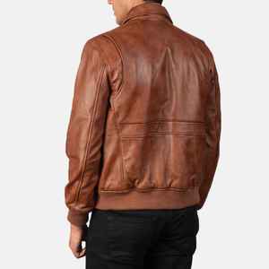 Chaquetas de cuero para hombre de la mejor calidad, chaquetas genuinas para hombre de estilo callejero de invierno, chaqueta teñida lisa con servicio OEM para hombre - Product Image 3