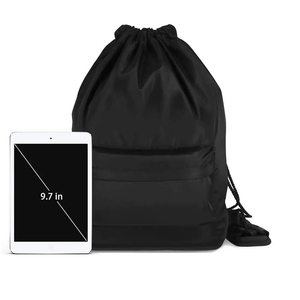 Sac d'école à cordon en polyester avec logo personnalisé, doublure en toile, utilisation en extérieur, sacs de sport à cordon, vente en gros avec OEM - Product Image 2