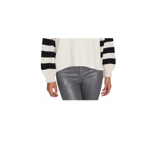 Maglione Casual da Donna Sanctuary Beige e Bianco con Cuciture a Shaker e Design a Righe Giocose, Taglia X-Small - Product Image 3