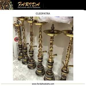 Chichas égyptiennes traditionnelles de luxe Farida Cleopatra, haut de gamme, en laiton massif à deux niveaux, gravées à la main, électroniques, en verre haut de gamme inclus - Product Image 4