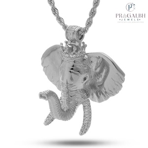 Fashion <b>Elephant</b> King <b>Necklace</b> Iced Out Gold Plated Silver Plated Hip Hop Pendant for Men Luxury Bling Jewelry - Product Image 1
