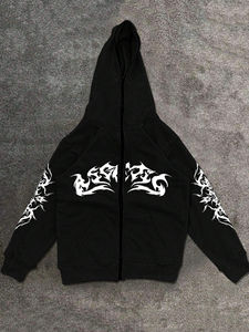 Sweat-shirt à capuche zippé intégral pour homme, 100% coton, coupe ample et oversize, couleur unie, design tendance et respirant, personnalisable en gros - Product Image 6