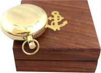 Boussole Faizacraft avec boîte en bois massif nautique Vintage Brass Ship Navigate Device Collection de cadeaux nautiques