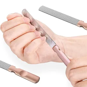不锈钢指甲锉两件双面指甲锉钻石缓冲锉美甲手指和脚趾指甲护理