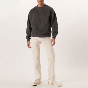 Sudadera con Capucha de Diseñador para Hombre, Estilo Vintage, Color Sólido, Ligera, Cuello Redondo, con Hombros Caídos, Ropa Casual de Calle - Product Image 5