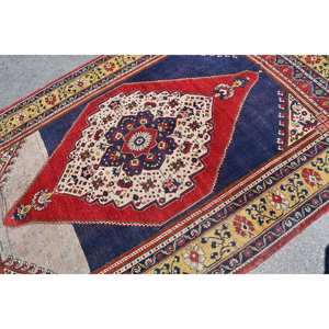 Alfombra de área grande turca hecha a mano, diseño de retazos rojo y negro clásico, látex de lana, 5'9 \ "X 9 '4 \", rectángulo para pasillo para habitaciones - Product Image 5