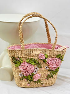 Colección May Tre LTL, bolsos de jacinto de agua Natural hechos a mano ecológicos, dos asas, cierre de puño abierto, diseño de moda - Product Image 3