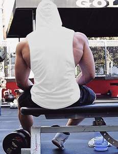 Mens Sleeveless Fitted 3D Winter Gym <b>Hoodie</b> with Plain Dyed Fabric for Fitness Training <b>Workout</b> Bodybuilding OEM Service - Product Image 2