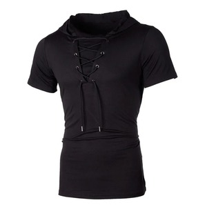 2024 Men T Shirt Summer Personality Hooded Tees Short Sleeve T-Shirt Fit Sportwear Clothing Men's <b>Tshirt</b> - Product Image 2