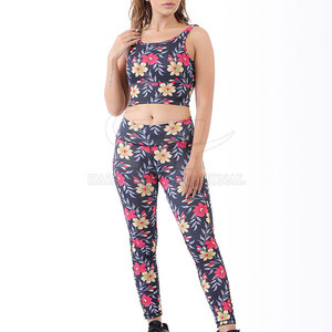 Pakistan Made Women <b>Yoga</b> <b>Set</b> Solid Pattern Front Logo Elastic Waist Breathable Eco-Friendly 2 Piece <b>Set</b> High Quality Price - Product Image 3