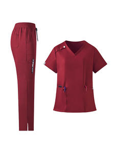 Uniforme Médico para Mujer, Cuello en V, Estilo Deportivo, Conjunto de Uniforme Médico de Punto, Colores Personalizados, Logotipo, Servicio OEM para Uso Hospitalario - Product Image 2