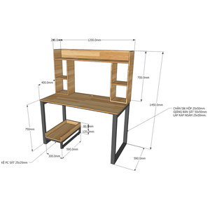 ComDesk <b>Foldable</b> 120x60x145cm Rubber Wood Computer <b>Desk</b> with Bookshelf Simple Design Laptop/Gaming Table for Bedroom COD68033 - Product Image 5