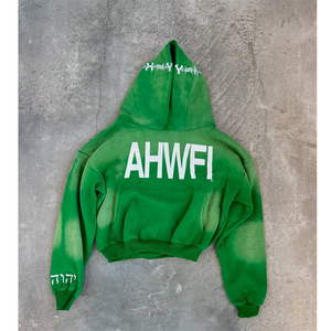 เสื้อครอปมีฮู้ดแบบมีซิปสำหรับผู้ชายเสื้อครอปซิป500gsm สีจางลงผลิตตามสั่ง - Product Image 2