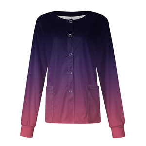 Veste de travail médicale à manches longues KATBROS INDUSTRY pour femmes, couleur unie, tissu sergé, matière Spandex/Polyester, uniforme médical de maintien au chaud - Product Image 3