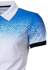 Camiseta Polo Personalizada para Hombre, Estampado Degradado Blanco y Azul, Manga Corta, Camiseta de Golf Transpirable de Secado Rápido, Ropa Casual, OEM Personalizado - Product Image 2