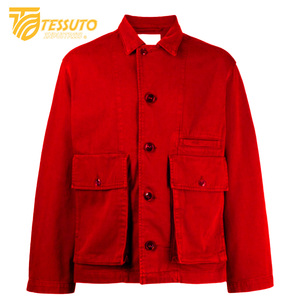 แจ็กเก็ตยีนส์แบบลำลองผ้ายีนส์สำหรับผู้ชายเสื้อโค้ทผ้าซาตินผ้าฝ้ายย้อมสีธรรมดาสไตล์สตรีท100% - Product Image 2