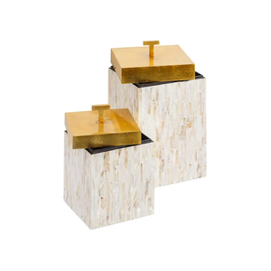 Vente en gros lot moderne de 2 pots décoratifs en nacre avec couvercles en laque boîtes de rangement décoratives antiques fabriquées au Vietnam - Product Image 2