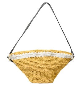 Sac à bandoulière pour femme, style bohème vintage, crochet léger, écologique, couleur jaune unie, ouverture supérieure, portable, pour un usage quotidien estival - Product Image 1
