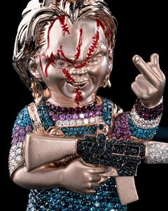 Bijoux Hip Hop RB Gems pour Hommes, Pendentif Personnalisé en Or Rose Glacé avec Moissanite VVS, Serti en Bezel, Dessin Animé 3D, Certifié IGI, pour Fêtes - Product Image 2