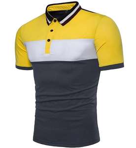 Vêtements de sport pour hommes en gros, chemise de golf en tissu large respirant à rayures anti-rides, patchwork, logo personnalisé - Product Image 6