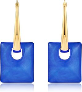 Handcrafted <b>Resin</b> Geometric Pendant Dangle Hoop Earrings for Women Lightweight Easter Fashion <b>Jewellery</b> Gift Idea - Product Image 3