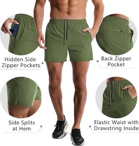กางเกงขาสั้นเล่นยิมแห้งเร็วสำหรับผู้ชายกางเกงขาสั้นออกกำลังกายแบบมีกระเป๋ามีซิป - Product Image 5