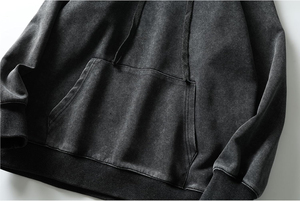 Nuevo logotipo personalizado Vintage Distressed Boxy Fit Pullover 500Gsm en blanco French Terry Oversized Heavyweight Acid Washed Men's Hoodies - Product Image 4